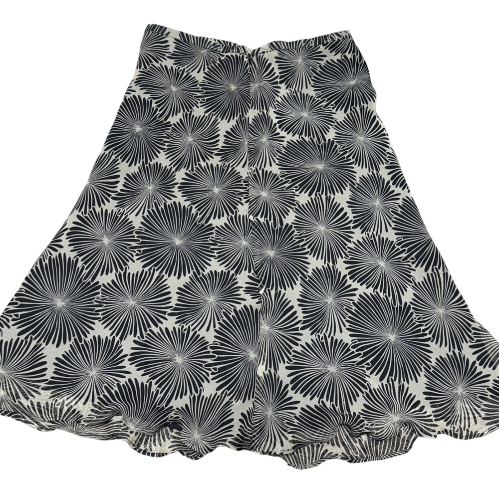 Minimalist Silk Monochrome Botanical Flowy Skirt Petite 6 Rafaella